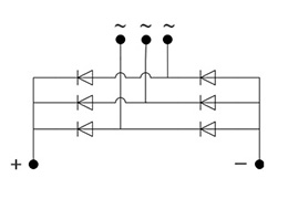 Dreiphasiger Diodenbrücken-Schaltkreis