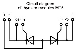 Connection diagram of power thyristor module MT5